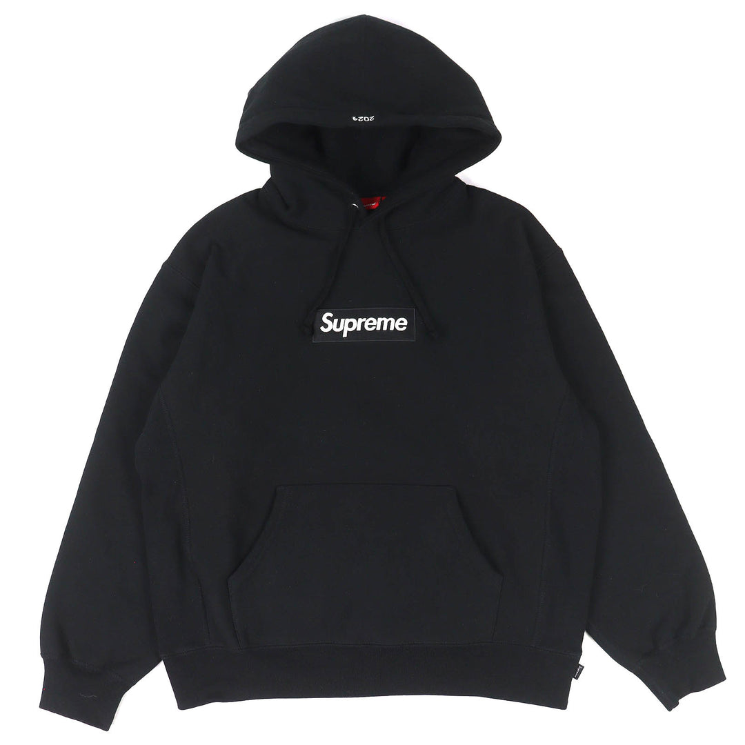 Great Supreme Box Logo Hooded Sweatshirt long-sleeved black cotton mens M