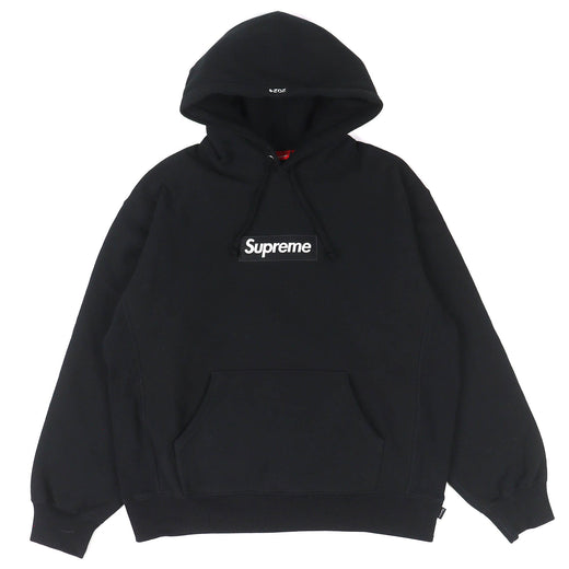 Great Supreme Box Logo Hooded Sweatshirt long-sleeved black cotton mens M