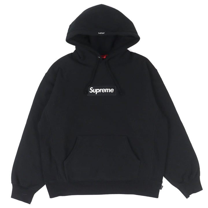Great Supreme Box Logo Hooded Sweatshirt long-sleeved black cotton mens M
