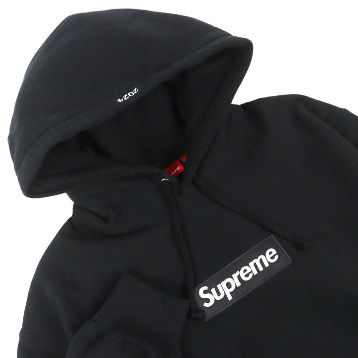 Great Supreme Box Logo Hooded Sweatshirt long-sleeved black cotton mens M