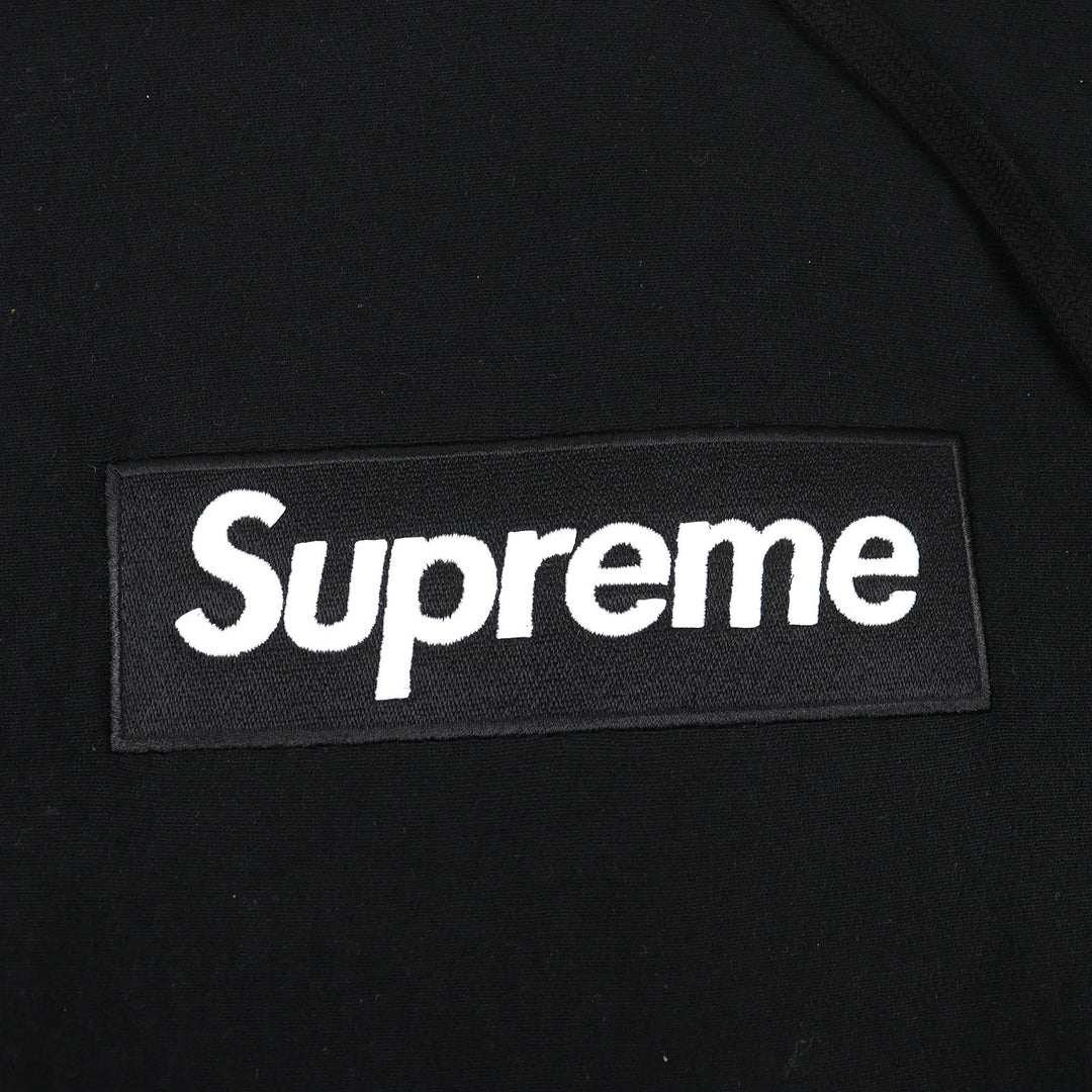 Great Supreme Box Logo Hooded Sweatshirt long-sleeved black cotton mens M