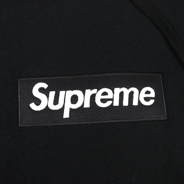 Great Supreme Box Logo Hooded Sweatshirt long-sleeved black cotton mens M