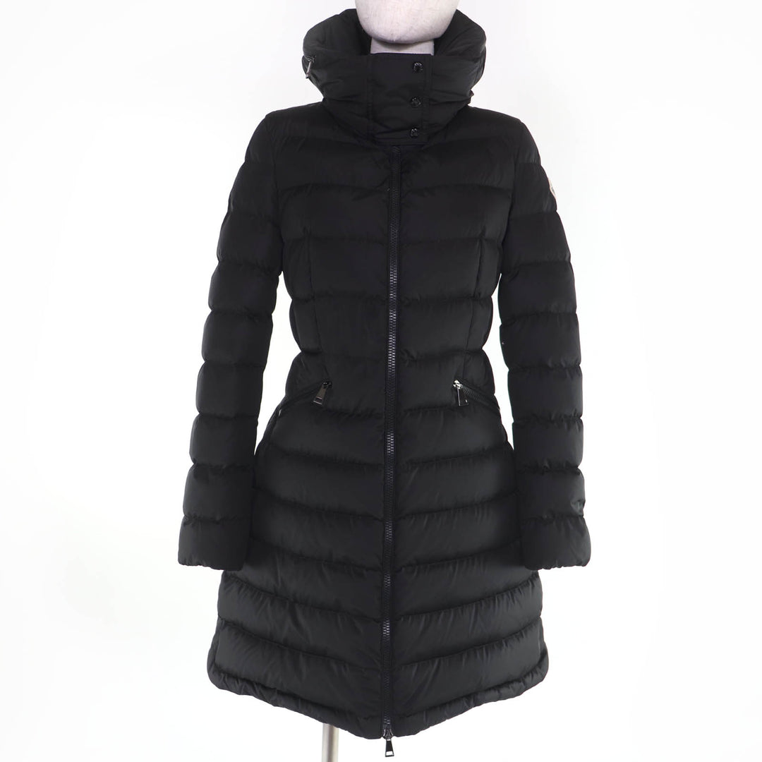 Great MONCLER down coat FLAMMETTE Logo patch and hood black Nylon Women 0