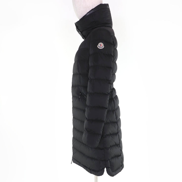 Great MONCLER down coat FLAMMETTE Logo patch and hood black Nylon Women 0