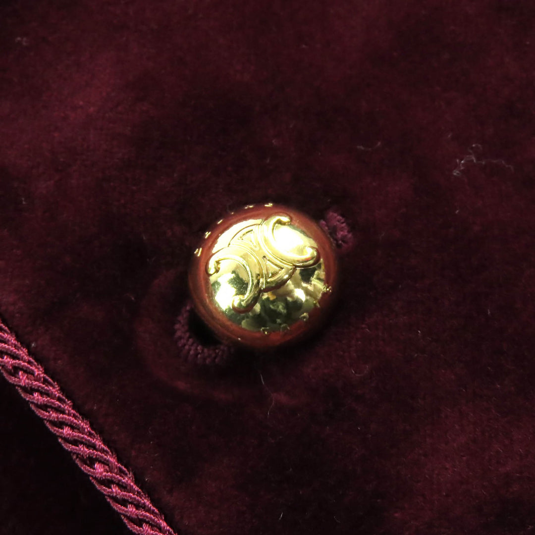 Pristine CELINE Jacket Triomphe gold buttons velour Burgundy 34 2V41Q933C