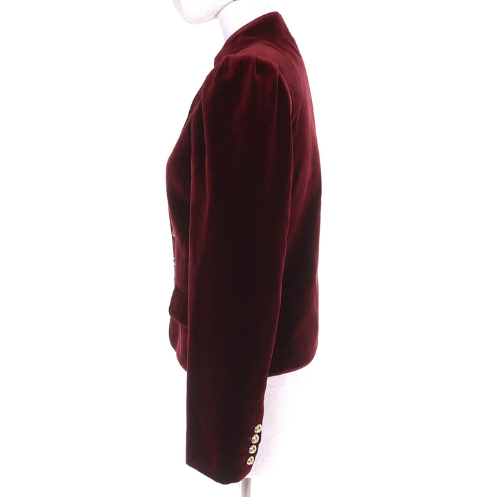 Pristine CELINE Jacket Triomphe gold buttons velour Burgundy 34 2V41Q933C