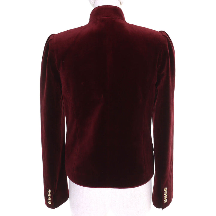 Pristine CELINE Jacket Triomphe gold buttons velour Burgundy 34 2V41Q933C
