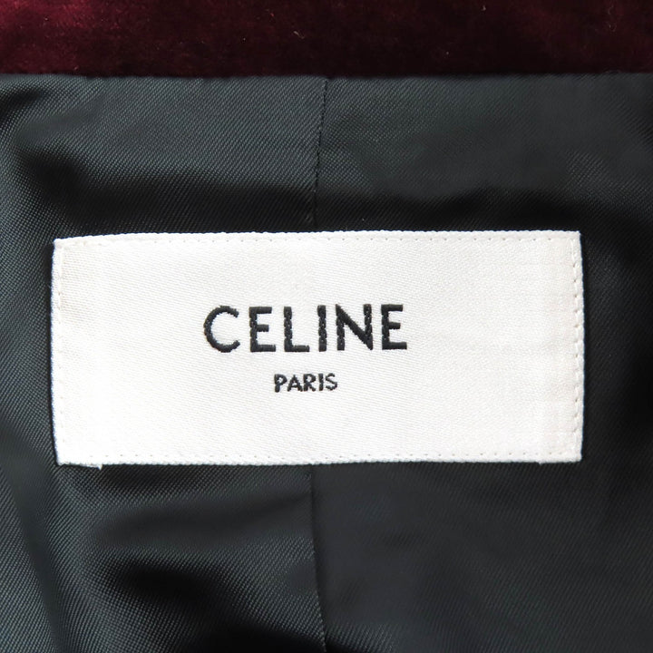 Pristine CELINE Jacket Triomphe gold buttons velour Burgundy 34 2V41Q933C