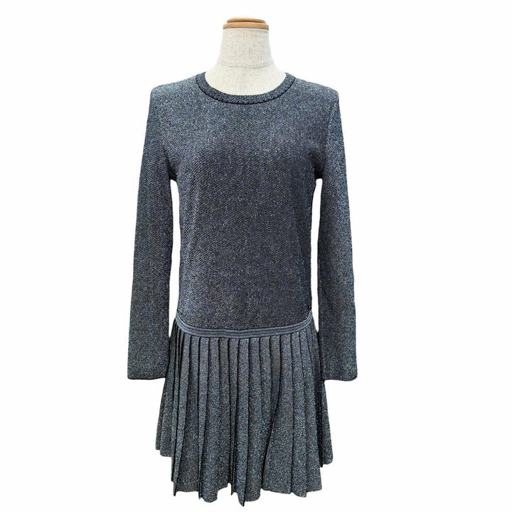 Great CHANEL one piece COCO Button Pleated Hem Knit Glitter 38 P50520K06412