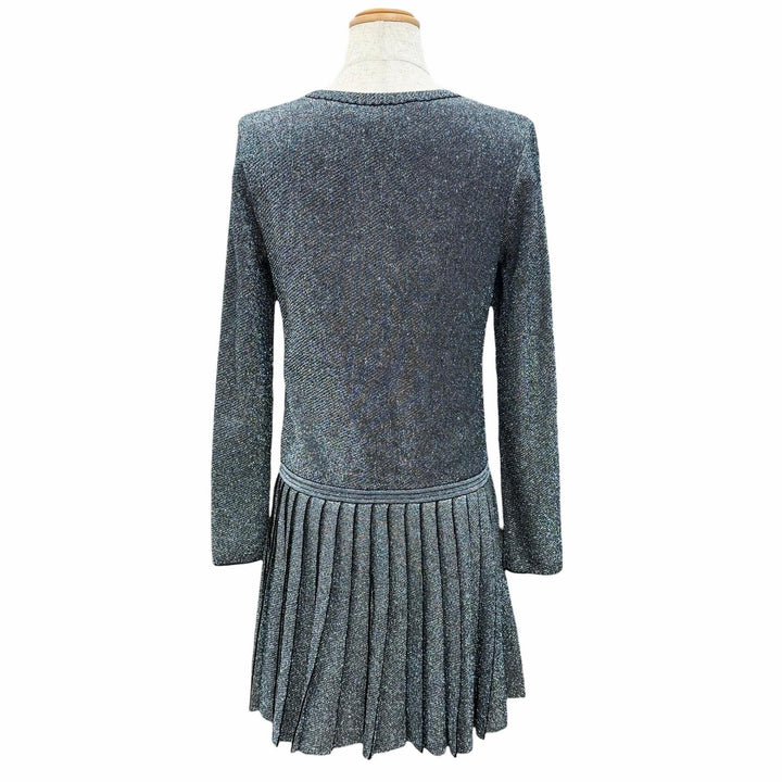 Great CHANEL one piece COCO Button Pleated Hem Knit Glitter 38 P50520K06412