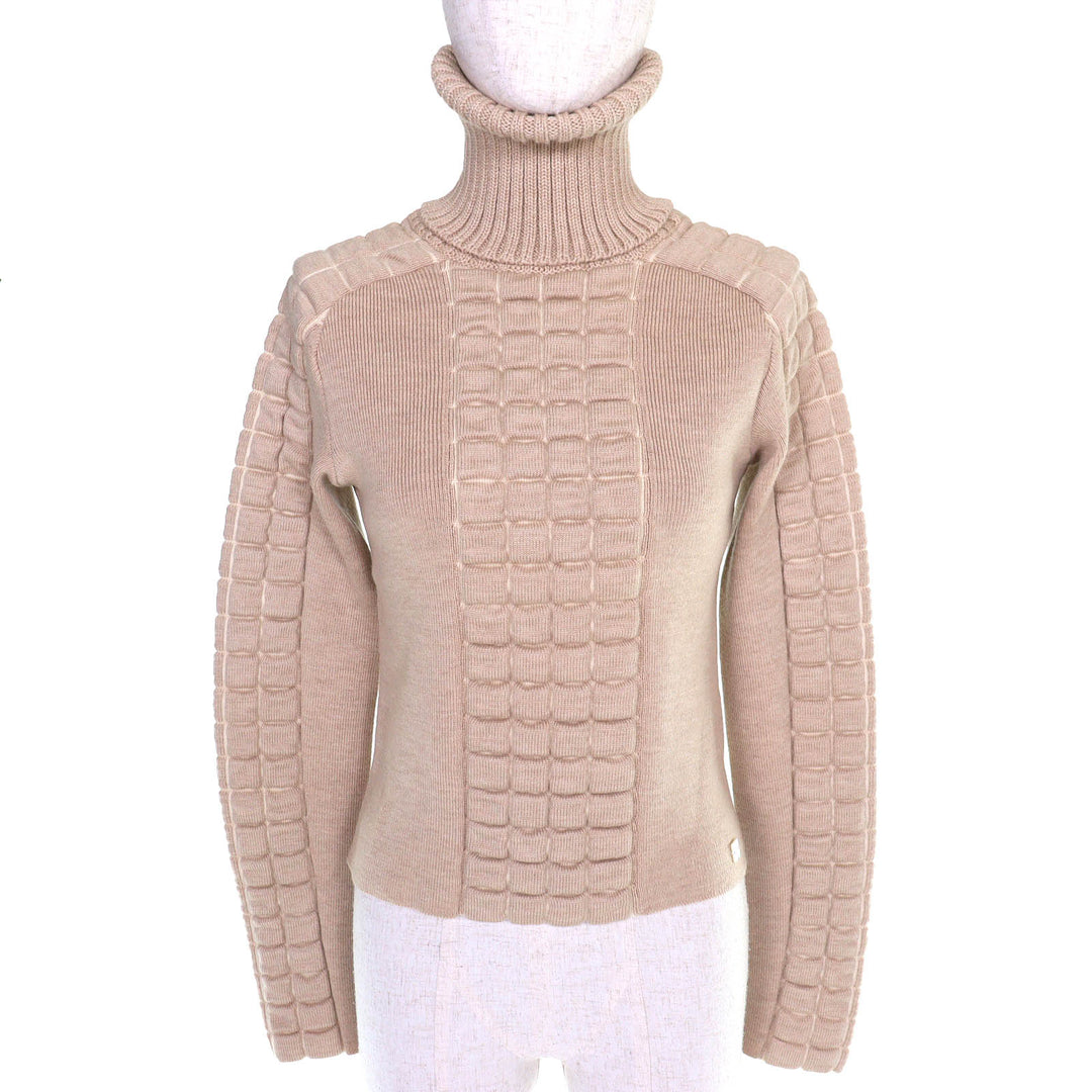 Great CHANEL COCO Mark Chocolate Bar Turtleneck Long-Sleeve Knit 38 00A P16507