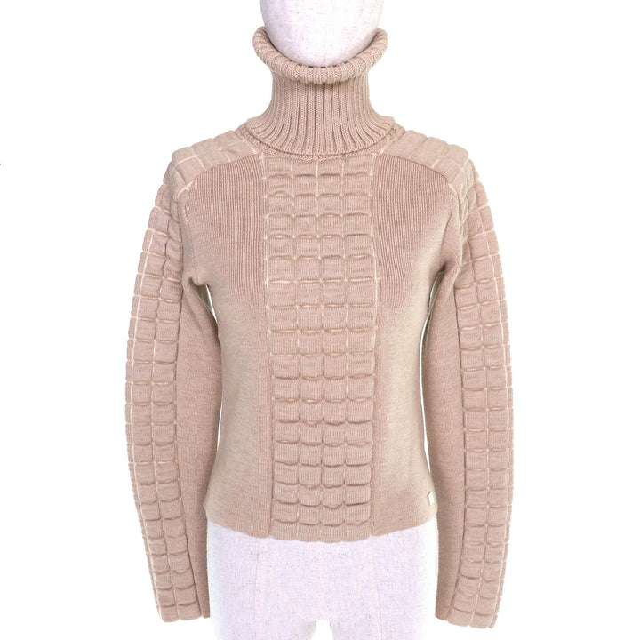 Great CHANEL COCO Mark Chocolate Bar Turtleneck Long-Sleeve Knit 38 00A P16507