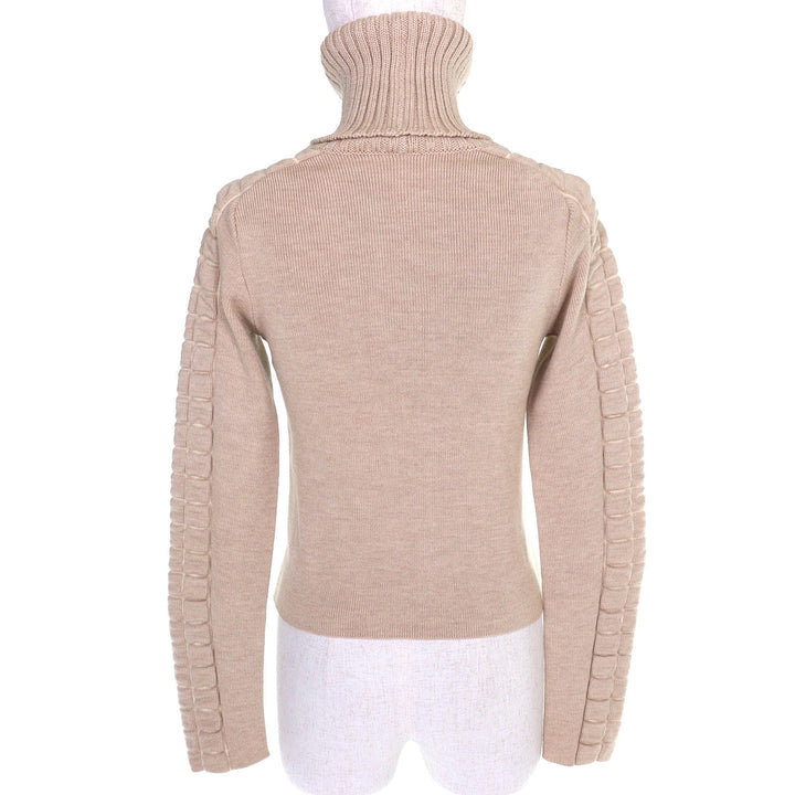 Great CHANEL COCO Mark Chocolate Bar Turtleneck Long-Sleeve Knit 38 00A P16507