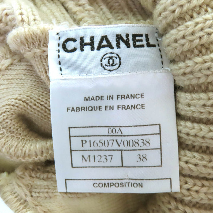 Great CHANEL COCO Mark Chocolate Bar Turtleneck Long-Sleeve Knit 38 00A P16507