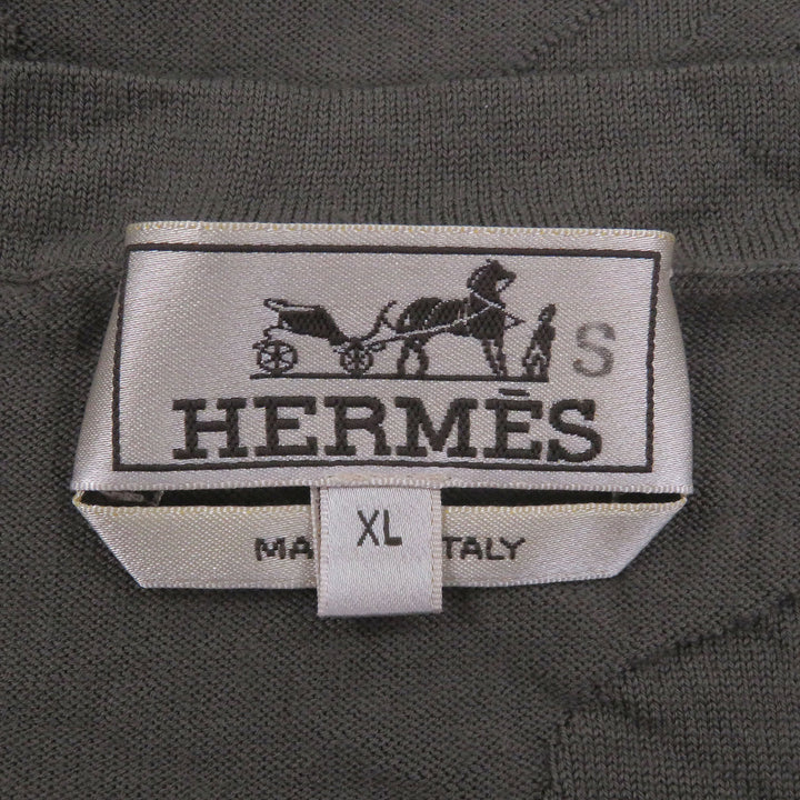 Excellent HERMES sweater Lightweight long sleeve knit Brown wool mens XL