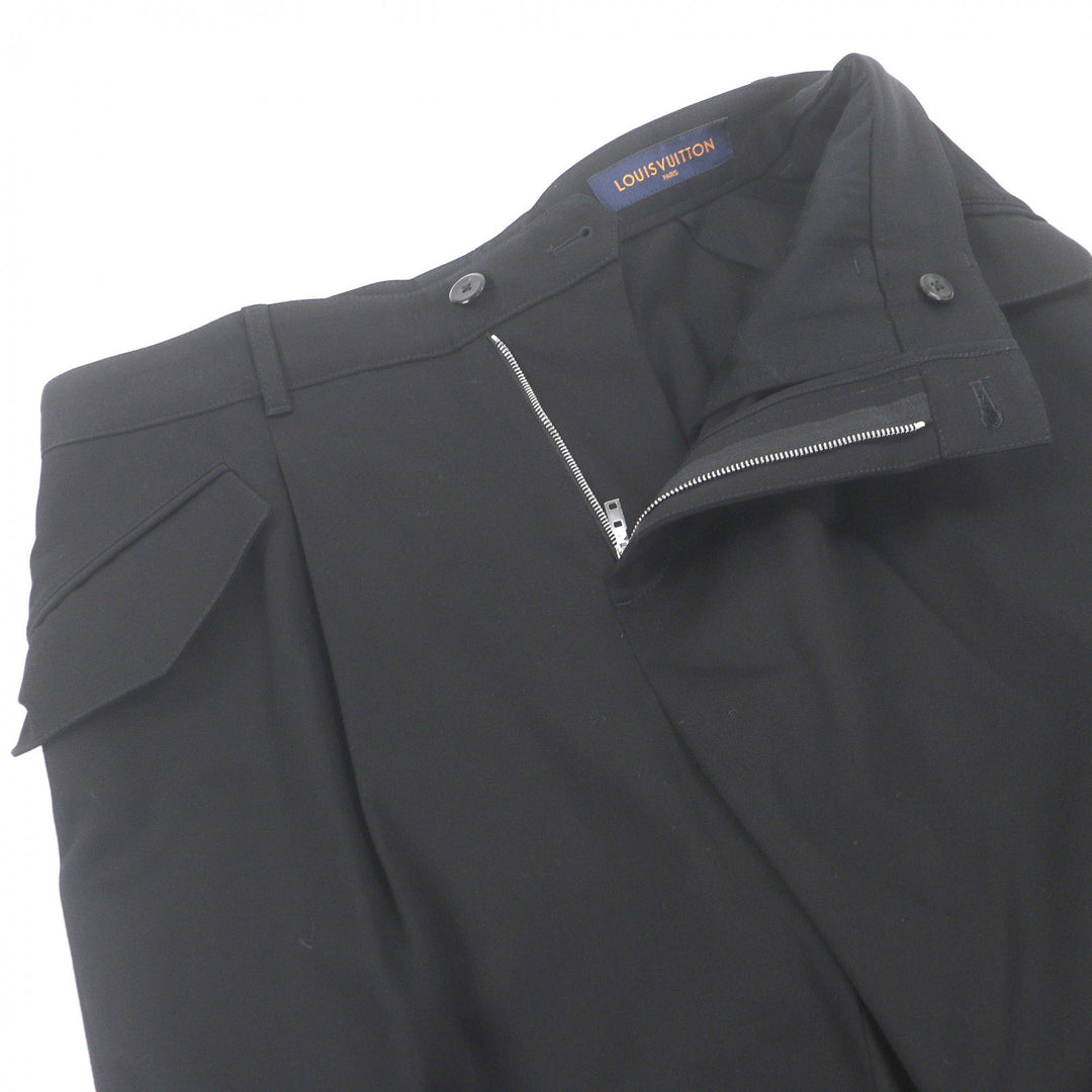 Excellent LOUIS VUITTON slacks LV logo embroidery black cotton mens 38