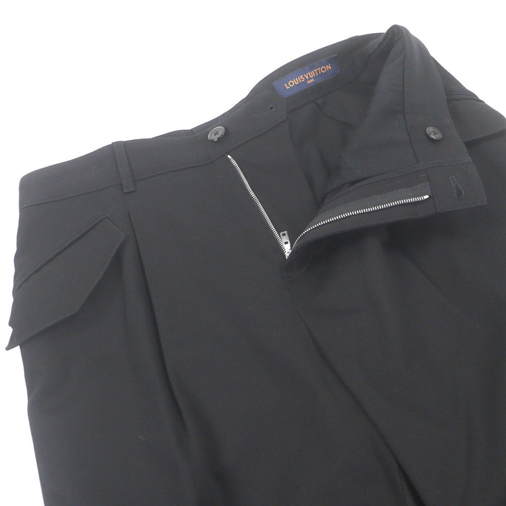 Excellent LOUIS VUITTON slacks LV logo embroidery black cotton mens 38