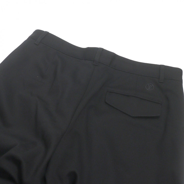 Excellent LOUIS VUITTON slacks LV logo embroidery black cotton mens 38