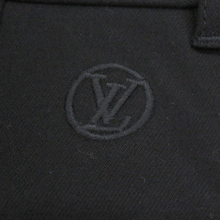 Excellent LOUIS VUITTON slacks LV logo embroidery black cotton mens 38