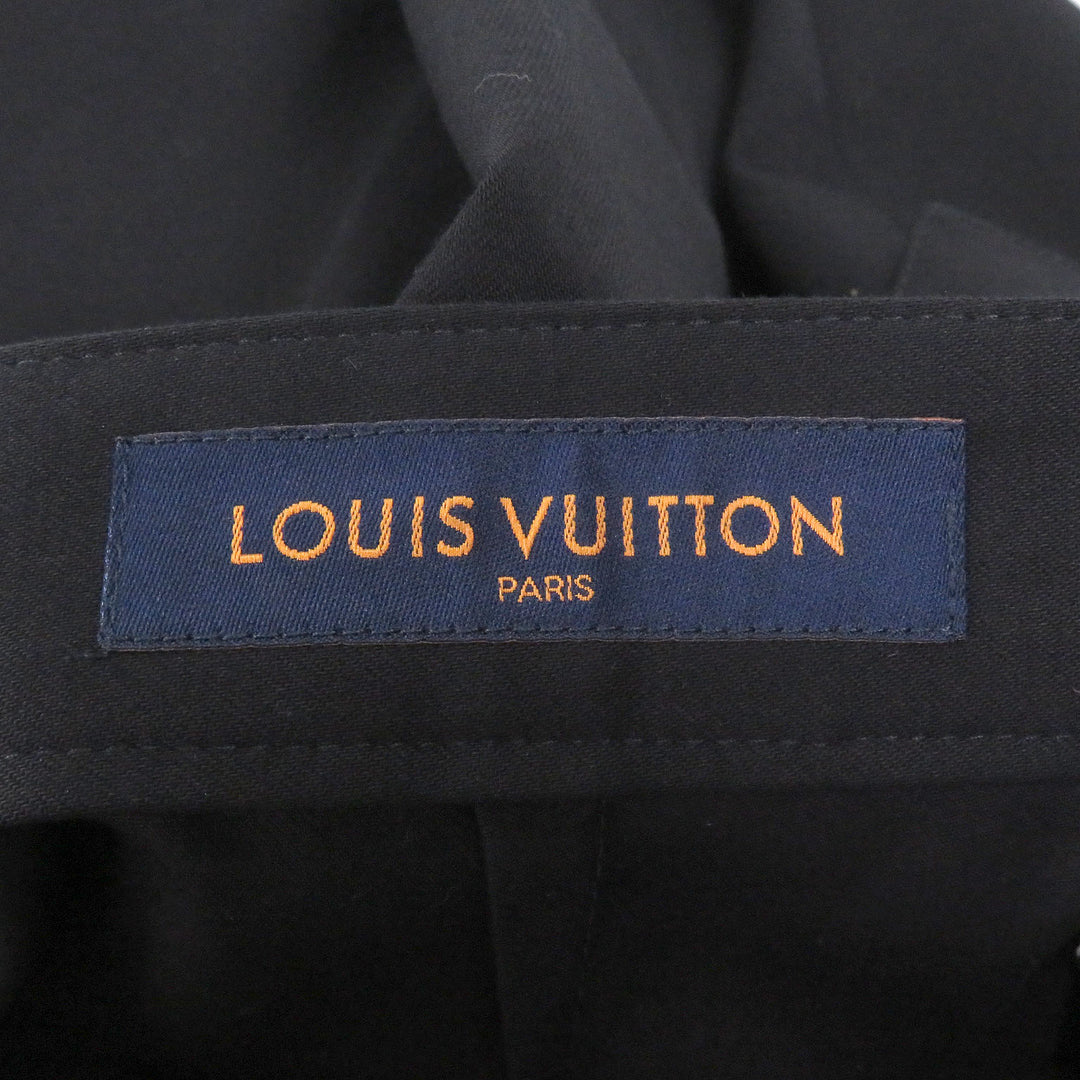 Excellent LOUIS VUITTON slacks LV logo embroidery black cotton mens 38