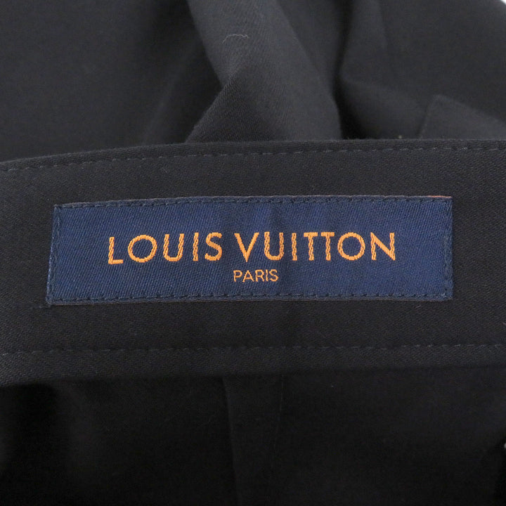 Excellent LOUIS VUITTON slacks LV logo embroidery black cotton mens 38
