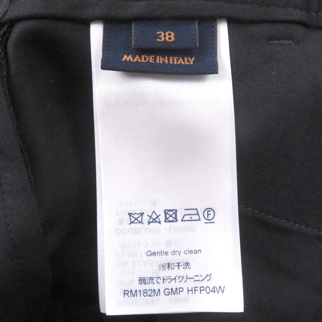 Excellent LOUIS VUITTON slacks LV logo embroidery black cotton mens 38