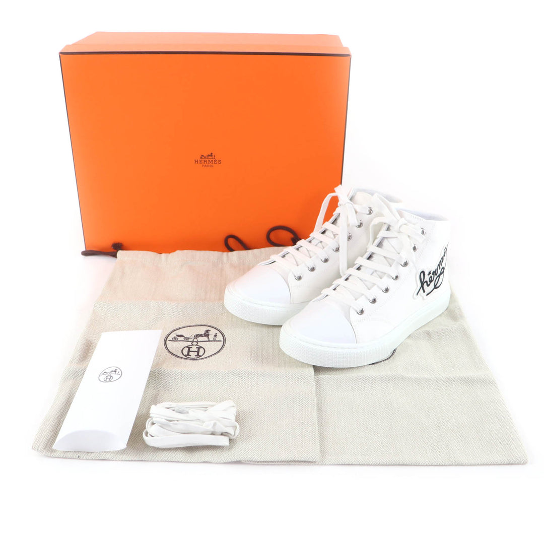 Excellent HERMES High cut sneakers Iriko white Women 37.5