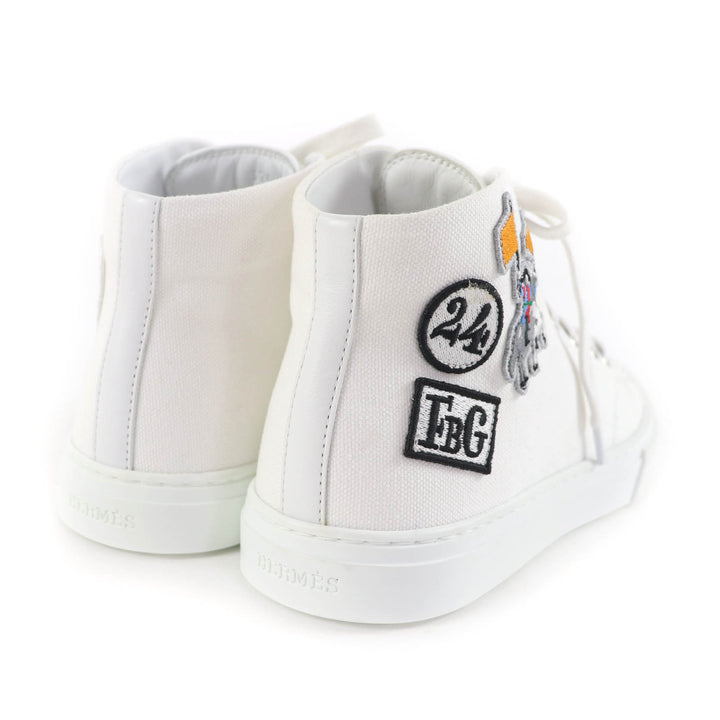 Excellent HERMES High cut sneakers Iriko white Women 37.5