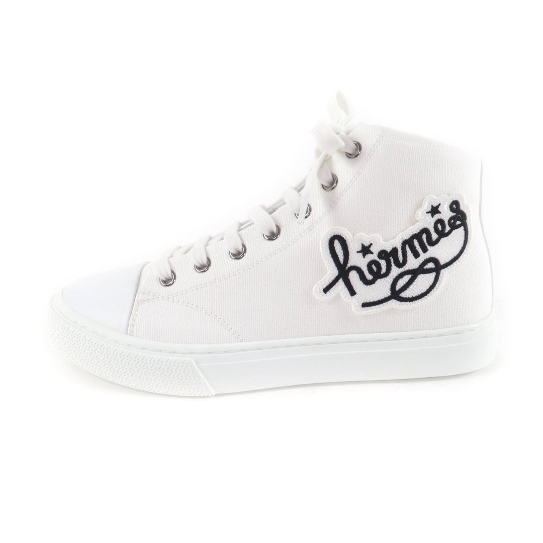 Excellent HERMES High cut sneakers Iriko white Women 37.5