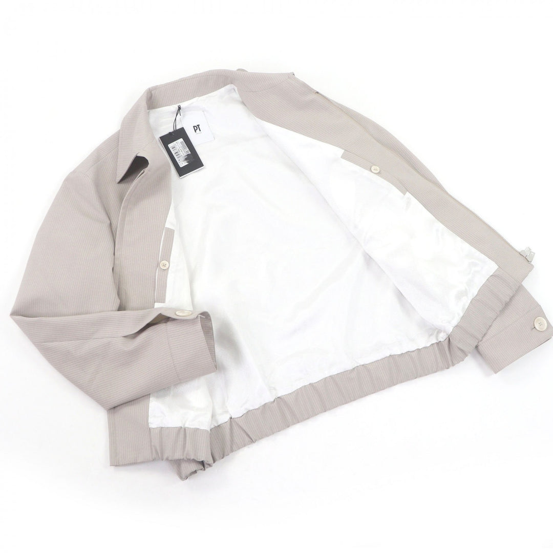 Pristine PT TORINO Blouson Striped Pattern Gray beige mohair mens 50