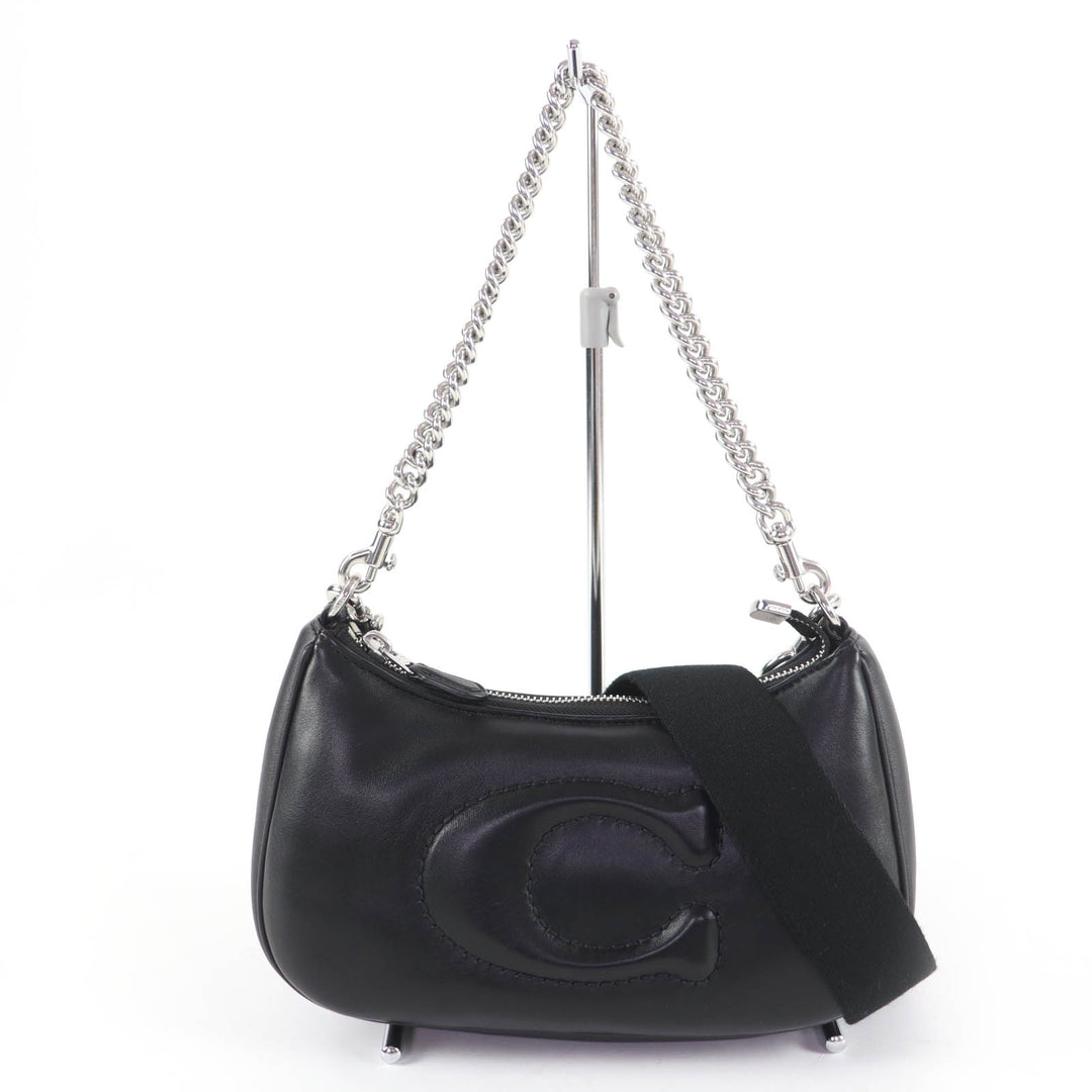 Excellent COACH Shoulder Bag Teri Signature Quilted 2-Way Leather Handbag CJ608