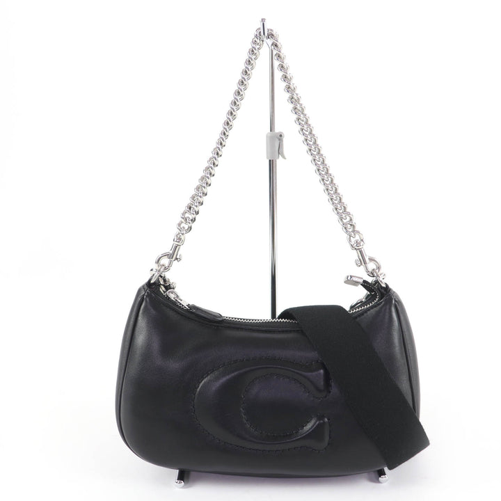 Excellent COACH Shoulder Bag Teri Signature Quilted 2-Way Leather Handbag CJ608