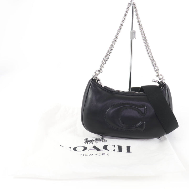 Excellent COACH Shoulder Bag Teri Signature Quilted 2-Way Leather Handbag CJ608