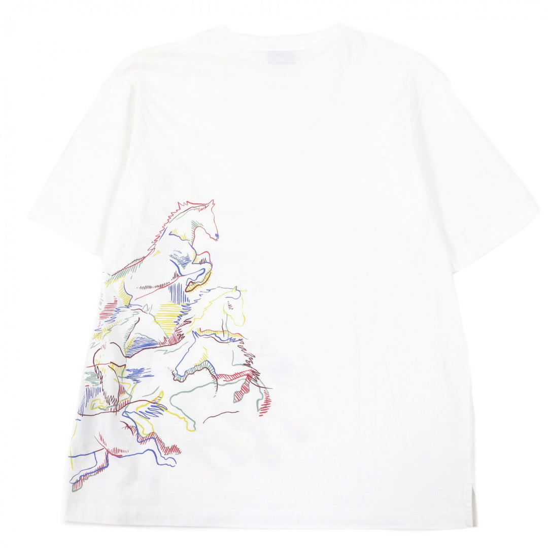 Excellent HERMES Short sleeve T-shirt caval card Horse print white cotton mens S