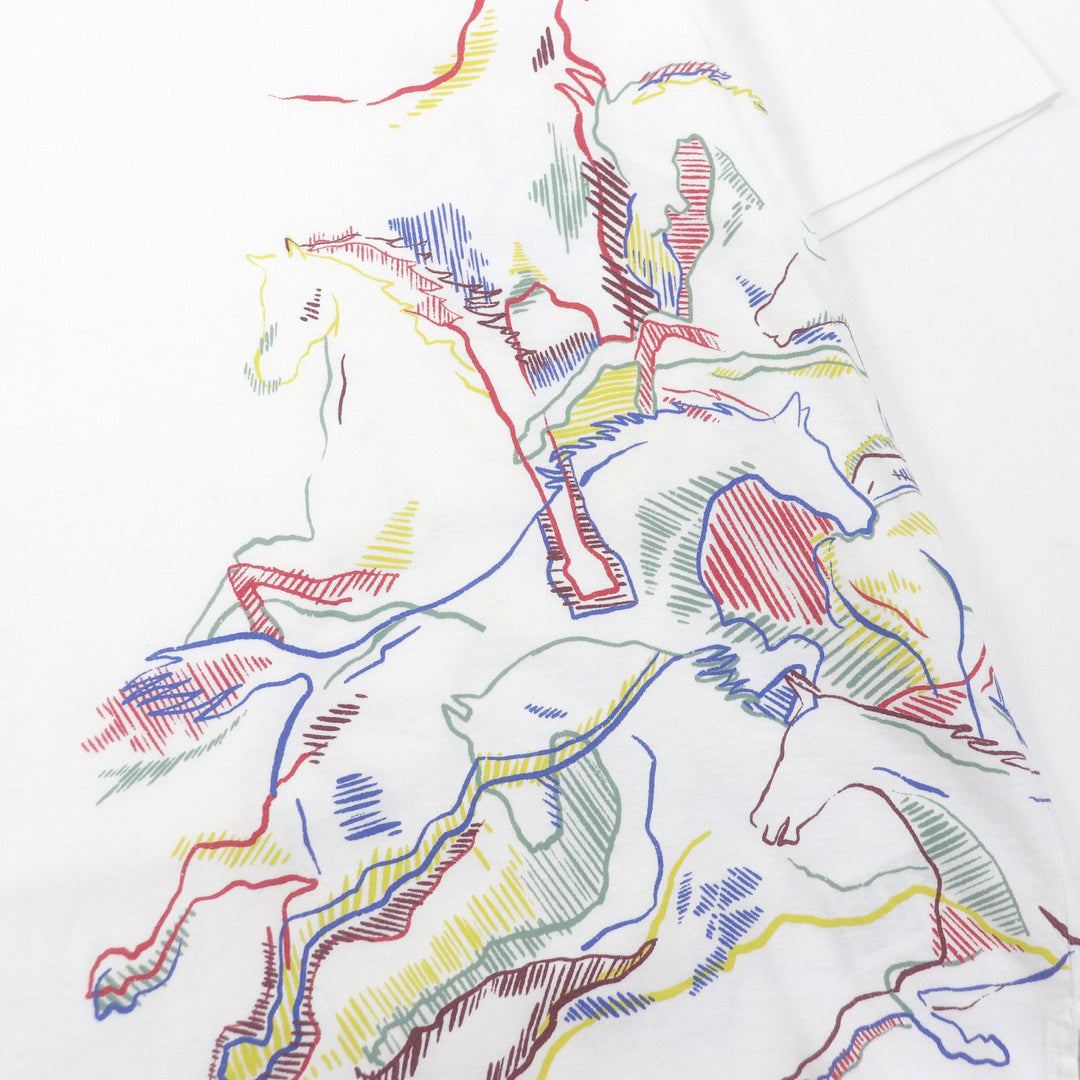 Excellent HERMES Short sleeve T-shirt caval card Horse print white cotton mens S