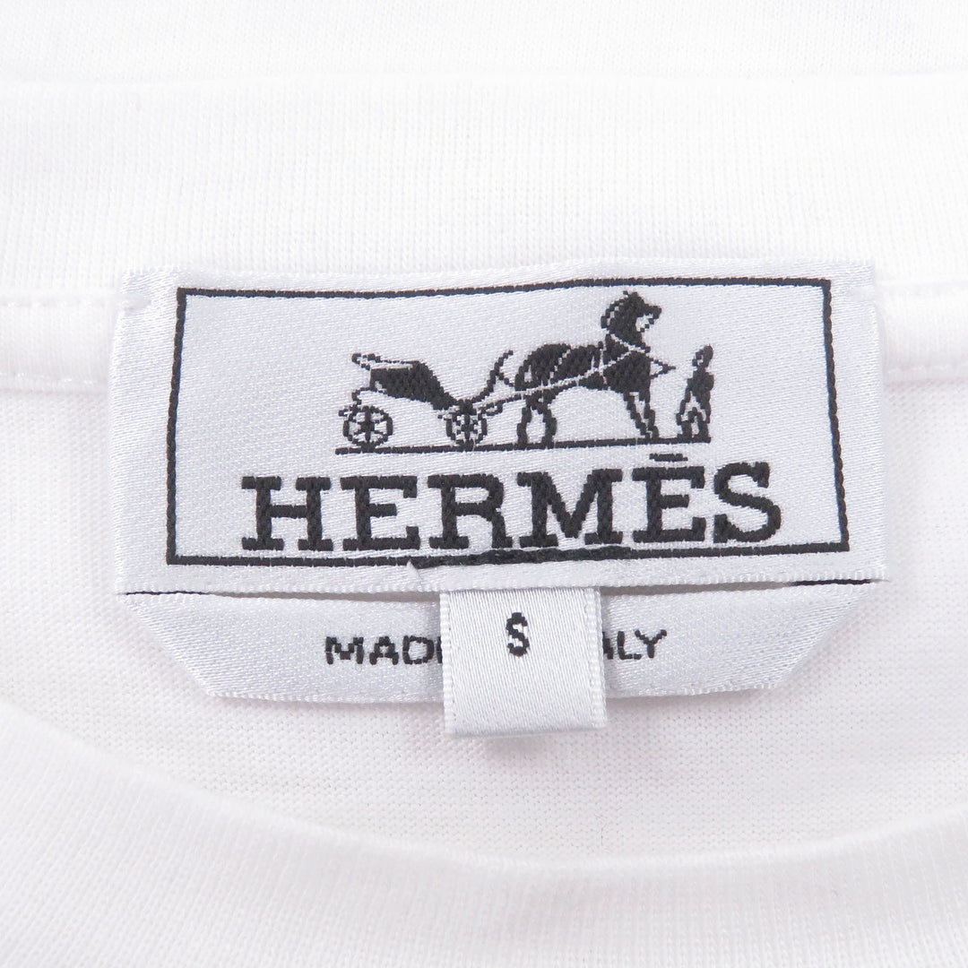 Excellent HERMES Short sleeve T-shirt caval card Horse print white cotton mens S