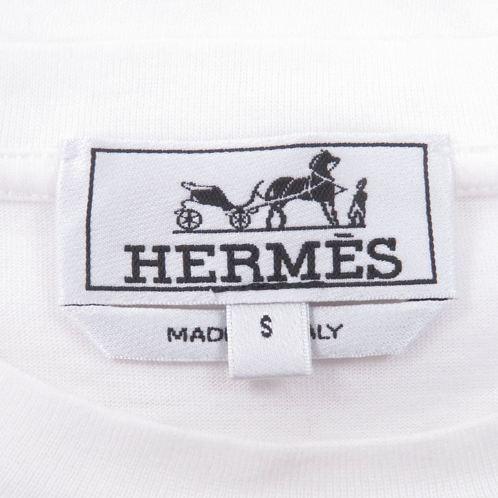 Excellent HERMES Short sleeve T-shirt caval card Horse print white cotton mens S
