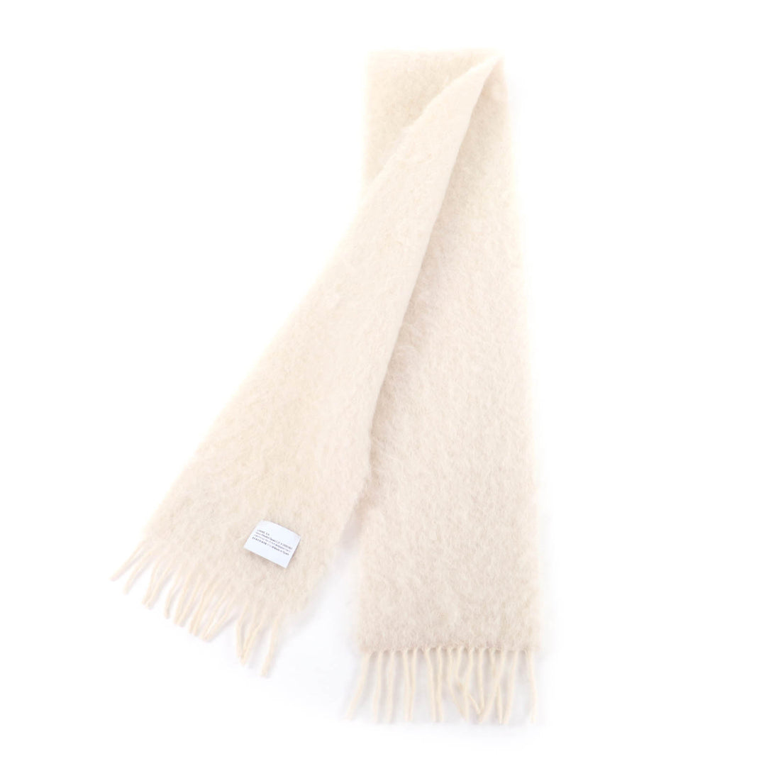 Excellent LOEWE Scarf Fringe with Anagram leather patch Ivory mohair 28003861