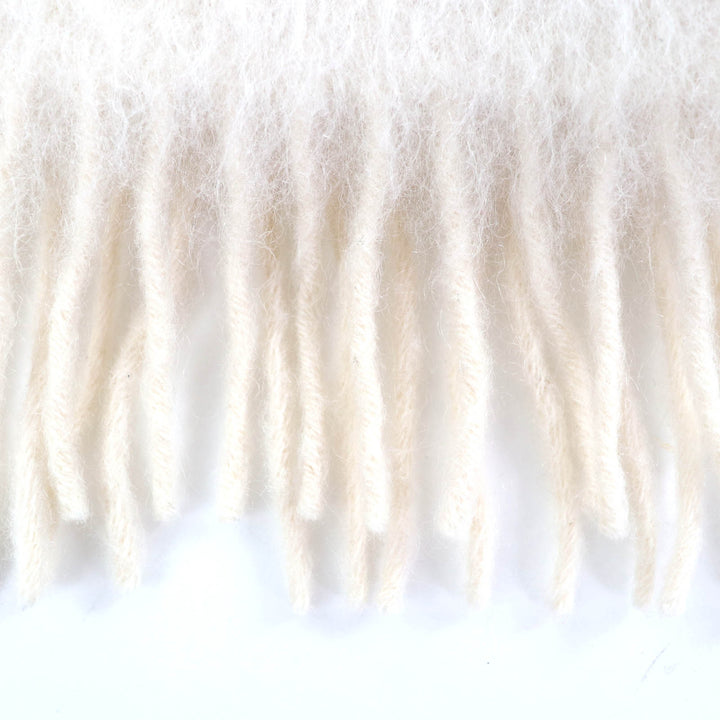Excellent LOEWE Scarf Fringe with Anagram leather patch Ivory mohair 28003861