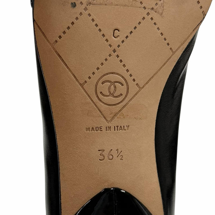 Discounted Excellent CHANEL pumps black leather Women 36.5