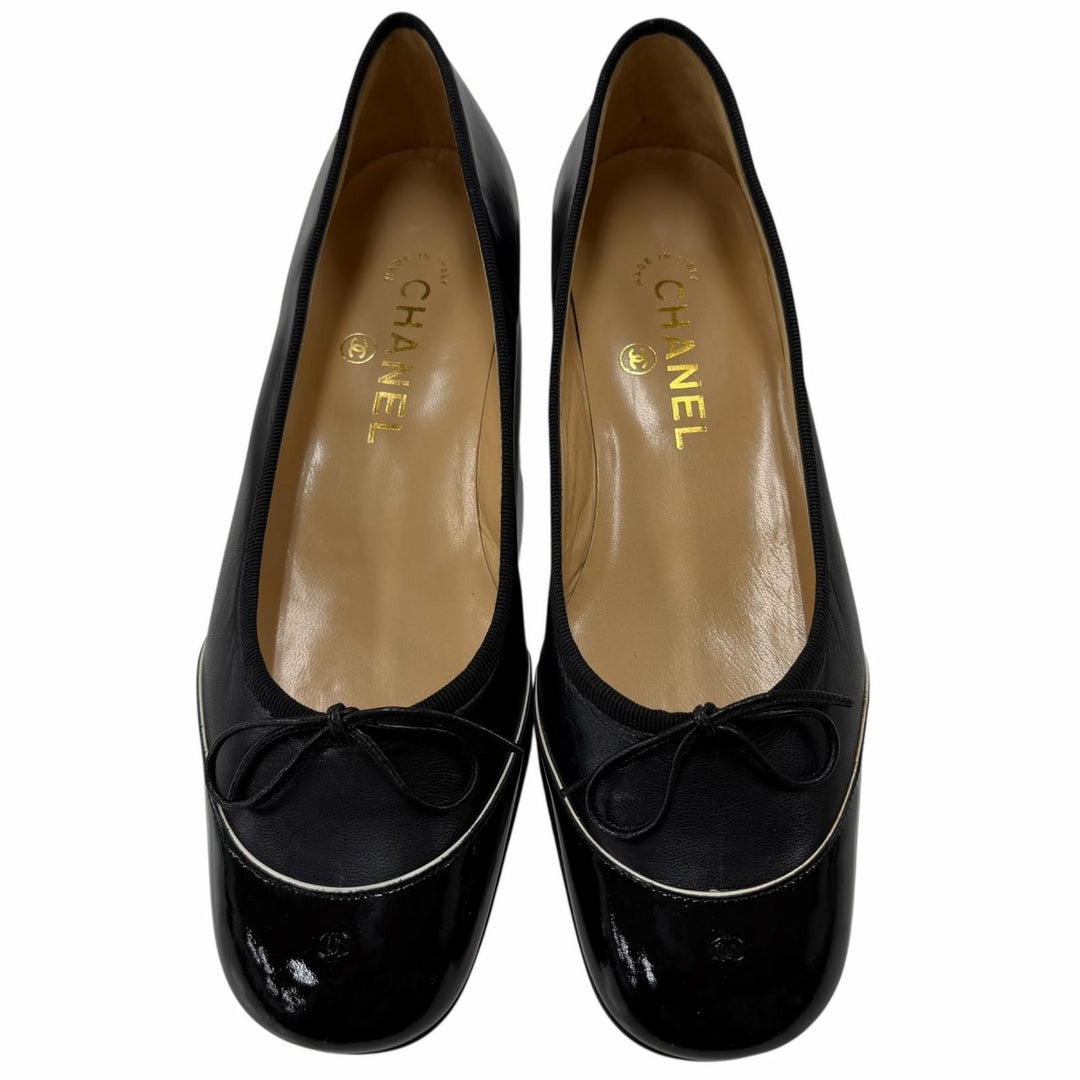 Discounted Excellent CHANEL pumps black leather Women 36.5