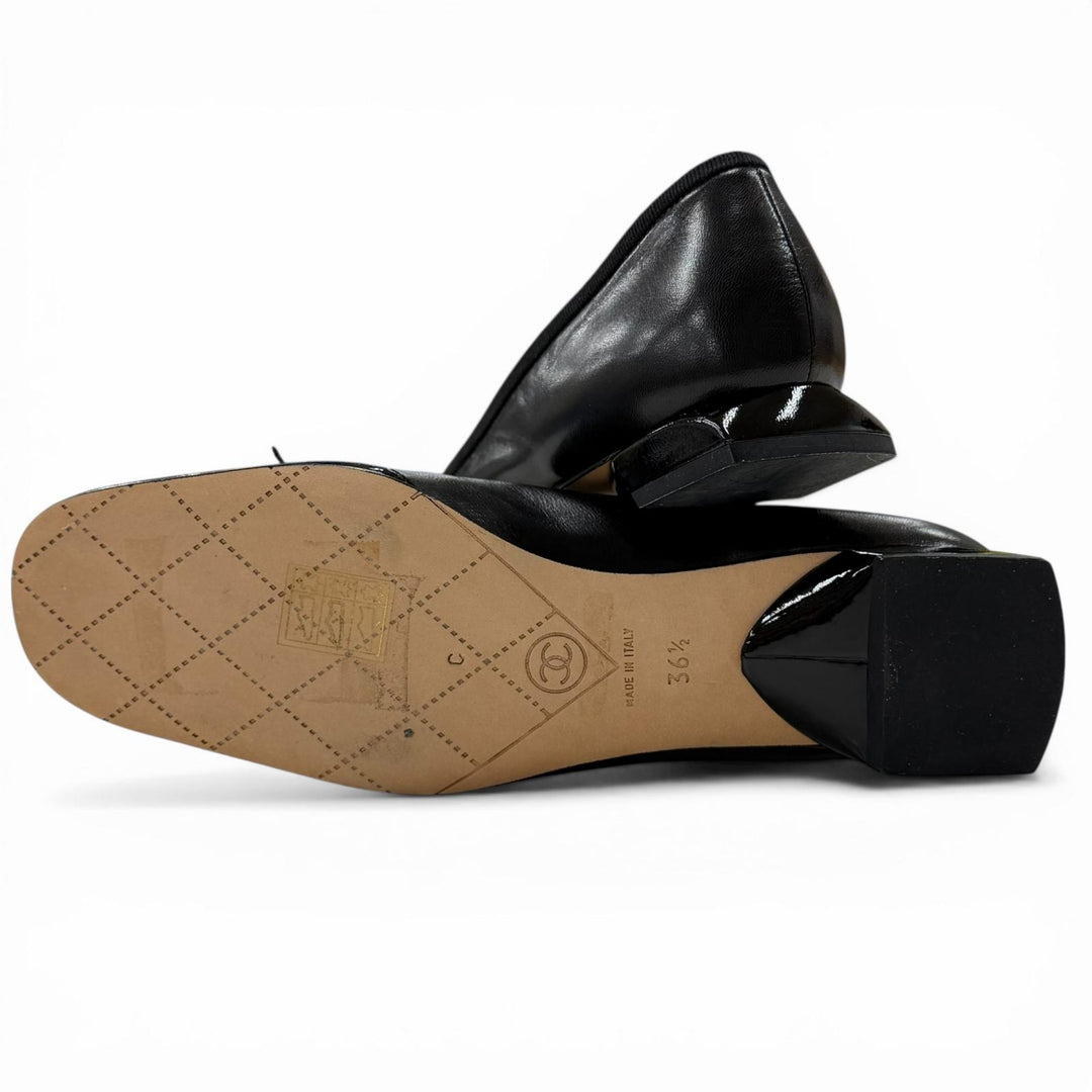 Discounted Excellent CHANEL pumps black leather Women 36.5