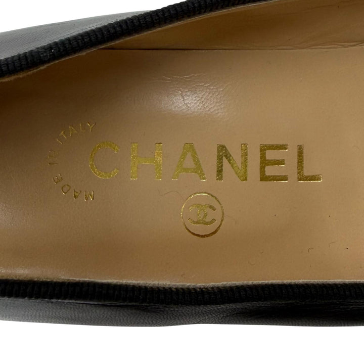 Discounted Excellent CHANEL pumps black leather Women 36.5