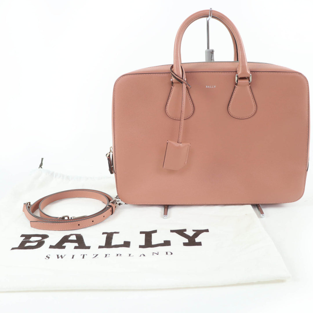 Excellent BALLY Briefcase BOND MD Leather 2-Way Shoulder Bag with Lock Pink