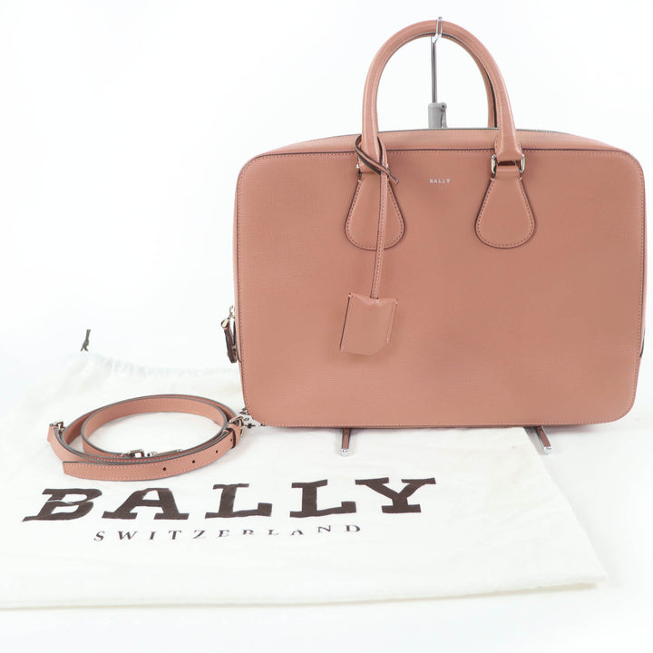 Excellent BALLY Briefcase BOND MD Leather 2-Way Shoulder Bag with Lock Pink