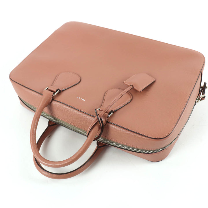 Excellent BALLY Briefcase BOND MD Leather 2-Way Shoulder Bag with Lock Pink
