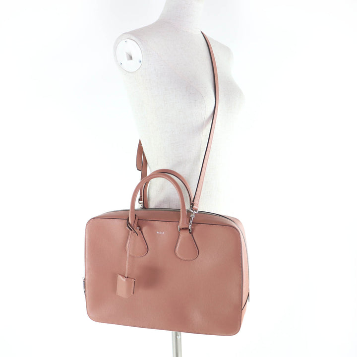 Excellent BALLY Briefcase BOND MD Leather 2-Way Shoulder Bag with Lock Pink