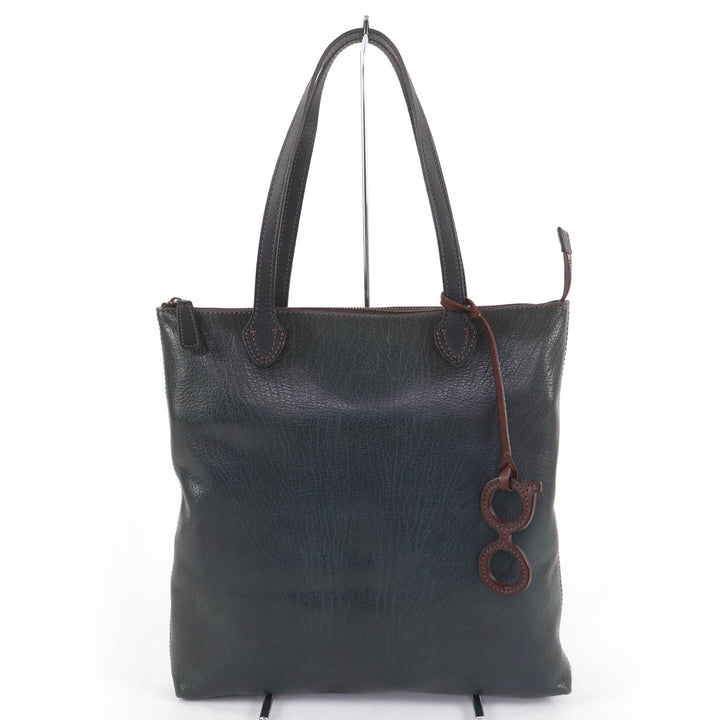 Pristine genten Tote Bag Leather handbag with logo charm Dark green Women