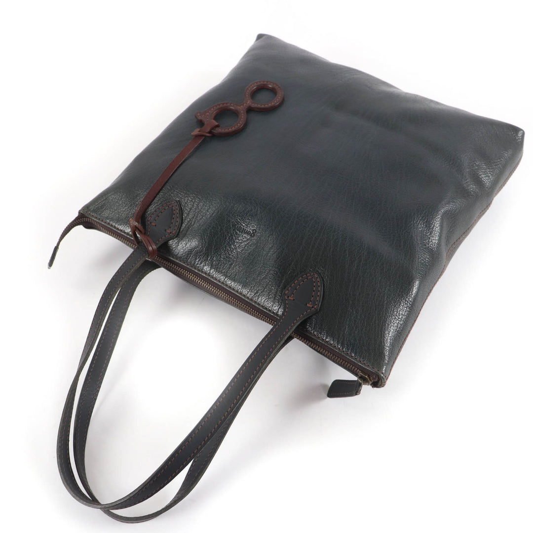Pristine genten Tote Bag Leather handbag with logo charm Dark green Women