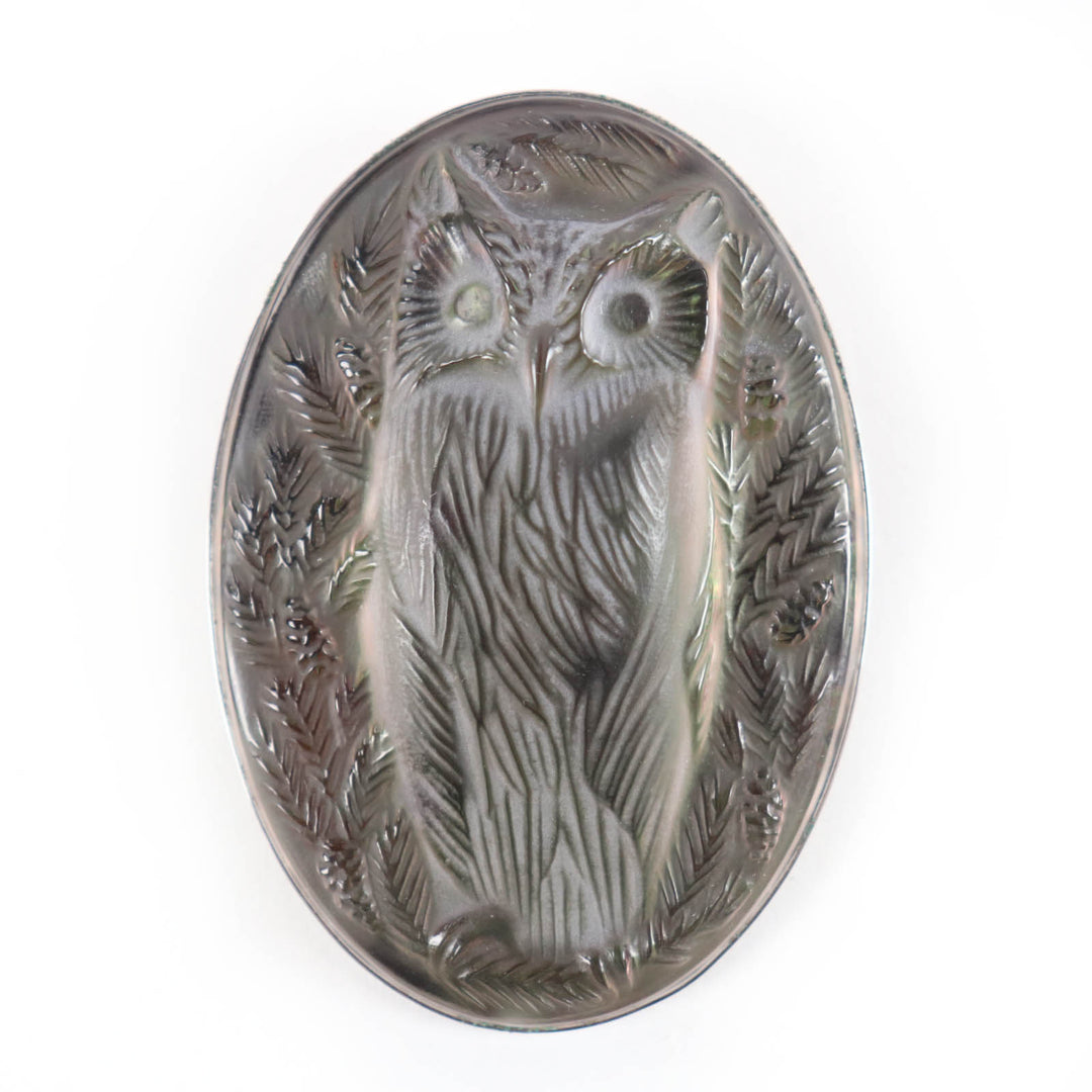 Very Good LALIQUE Brooch Rare Owl Bird Silver crystal Women